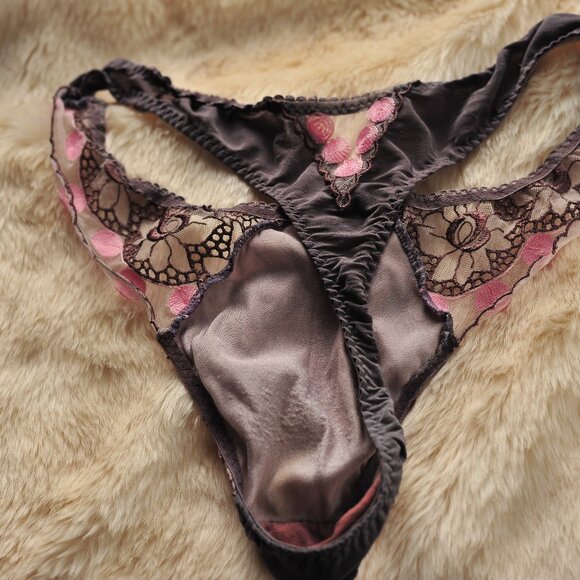 !pcs Acousma Vintage Nylon Embroidery Floral Cute Thong - Picture 9 of 15